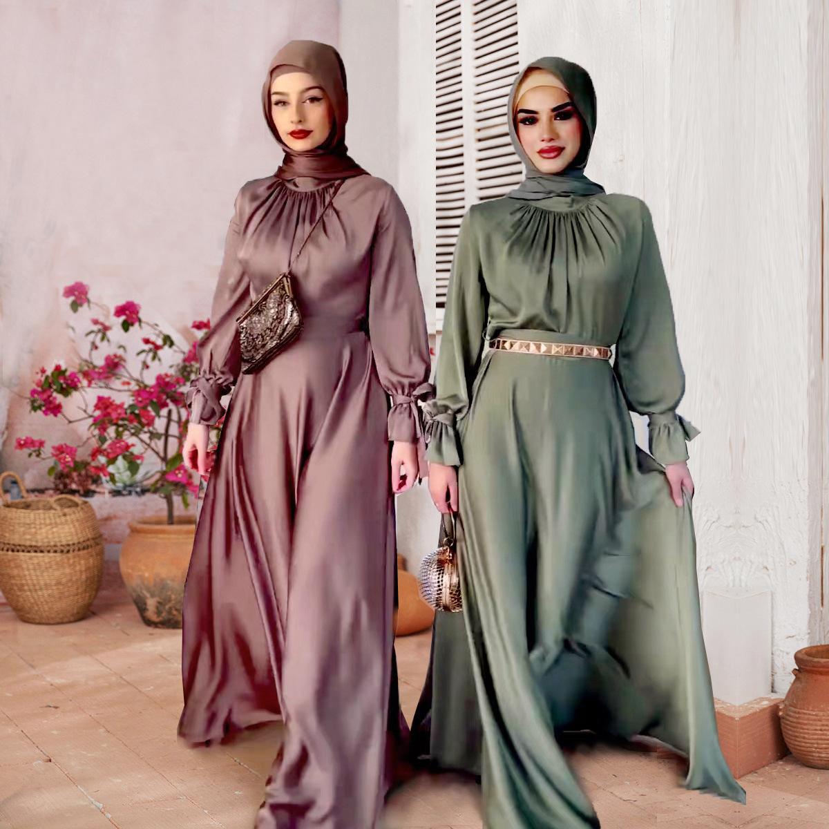 ZM-2 Noble Satin Long Sleeve Gown Pretty Dress Fashion Elegant Long Party Gown