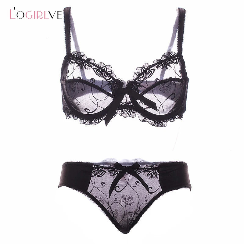 Logirlve Sexy Lingerie Female Push Up Bra Sets Seamless Bra For Women's Lace Underwear Two-piece Bralette Woman Set