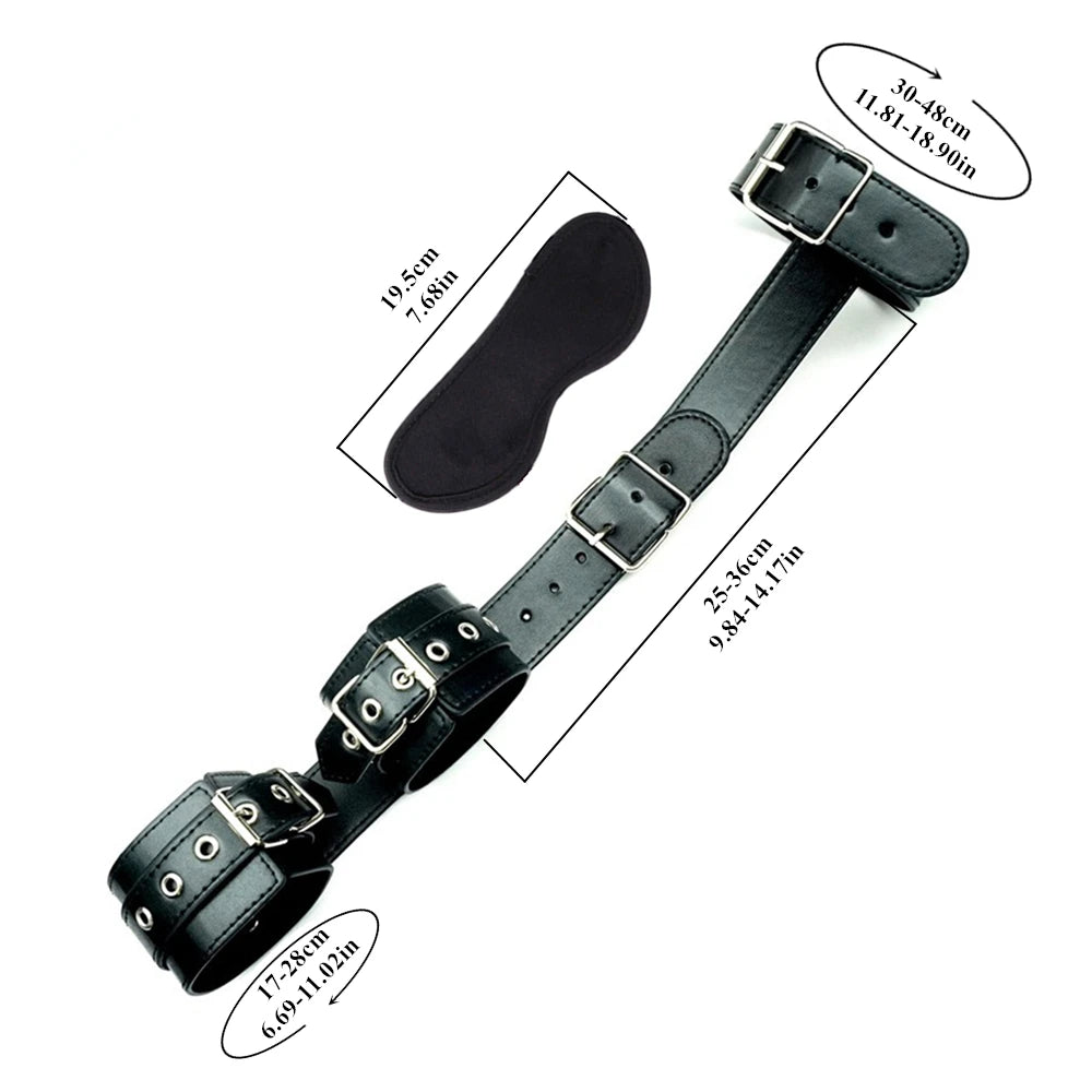 Sex Toys For Woman Couples Handcuffs Set BDSM Bondage Gear Bed Restraints Rope Strap Adult Game Wrists Neck Cuffs & Eye Mask
