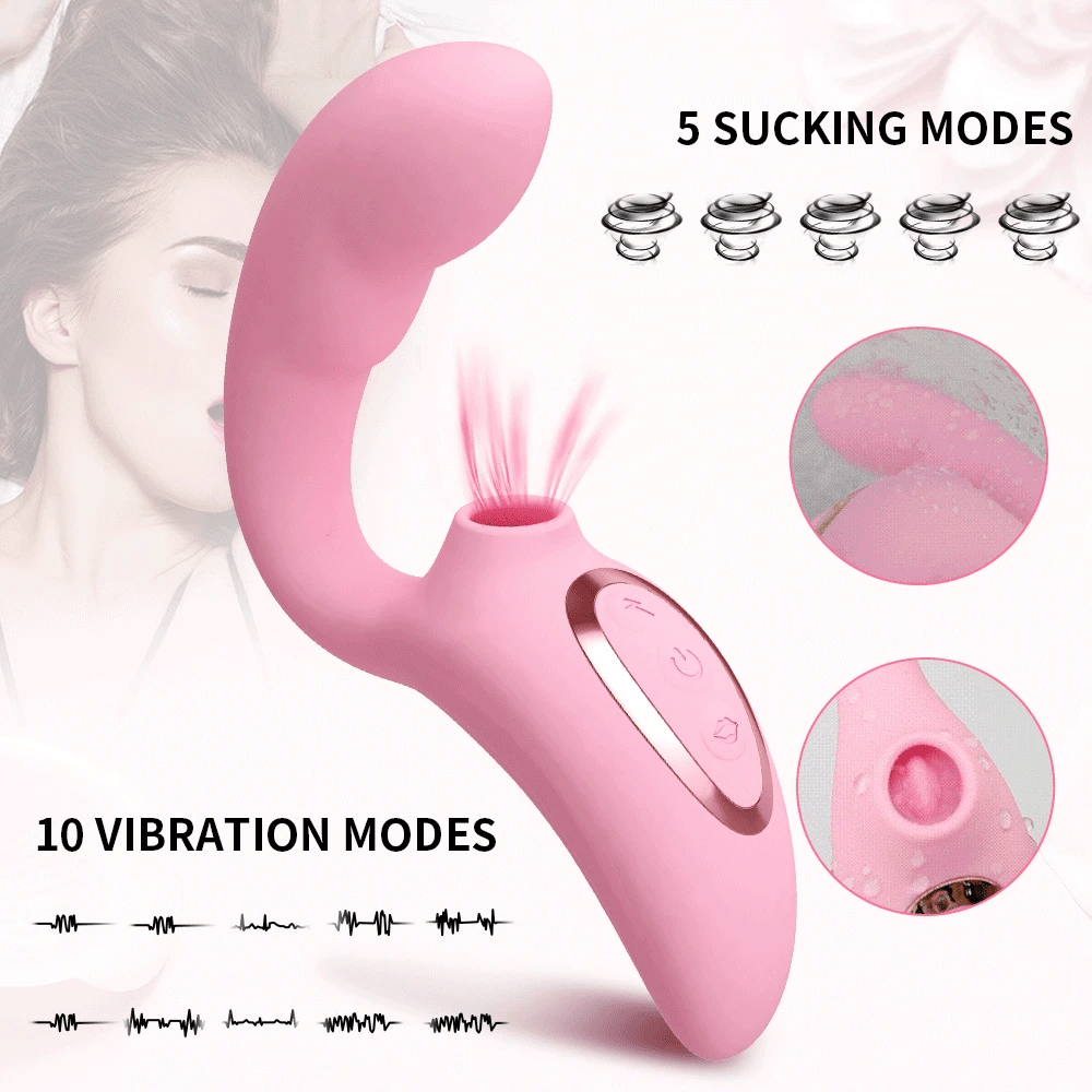 Clit Sucker Dildo Vibrator with Women's Stimulator Licking Nipple Suction Massager Heatable Vagina Masturbator Sex Toy for Woman