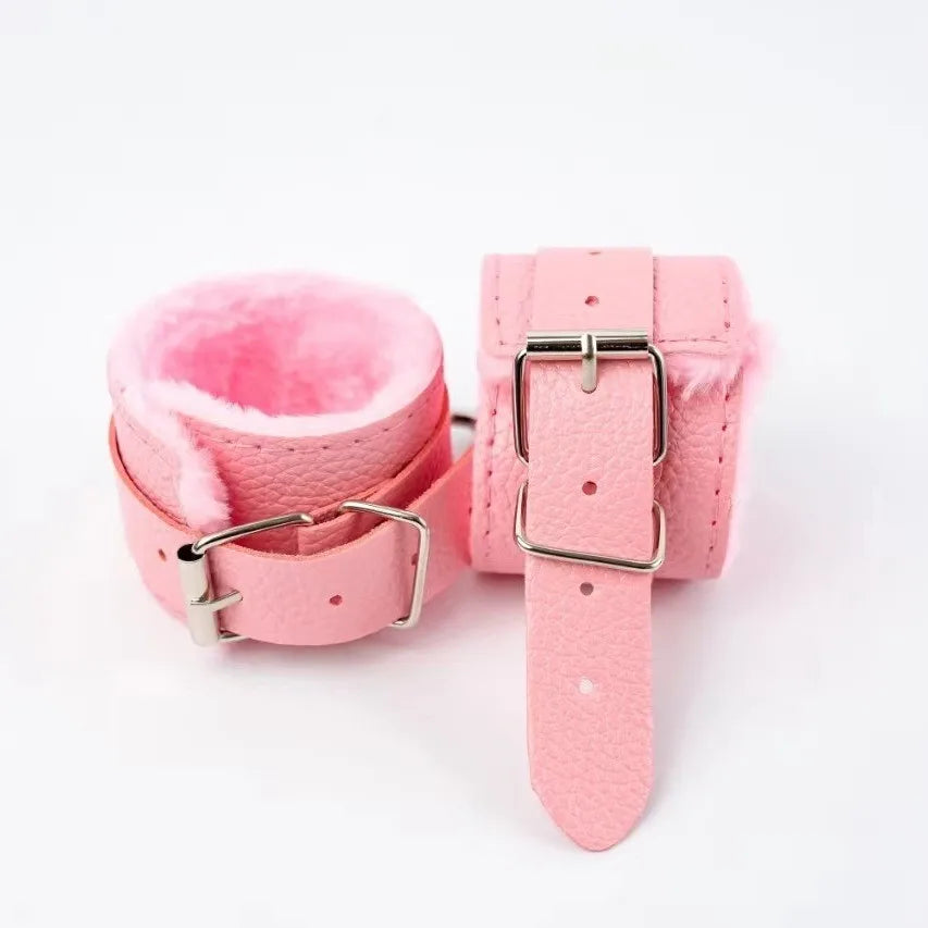 BDSM Handcuffs Hand Restraint Bondage Gear SM Slave Erotic Play Sex Ankle Handcuffs Long Flush Handcuff Detachable Chain Clasp