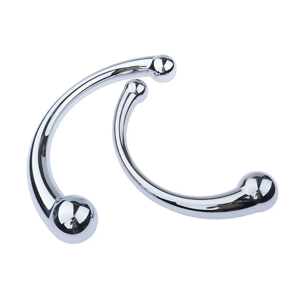 Double Ended Stainless Steel G Spot Wand Massage Stick Pure Metal Penis P-Spot Stimulator Anal Plug Dildo Sex Toy For Women Men