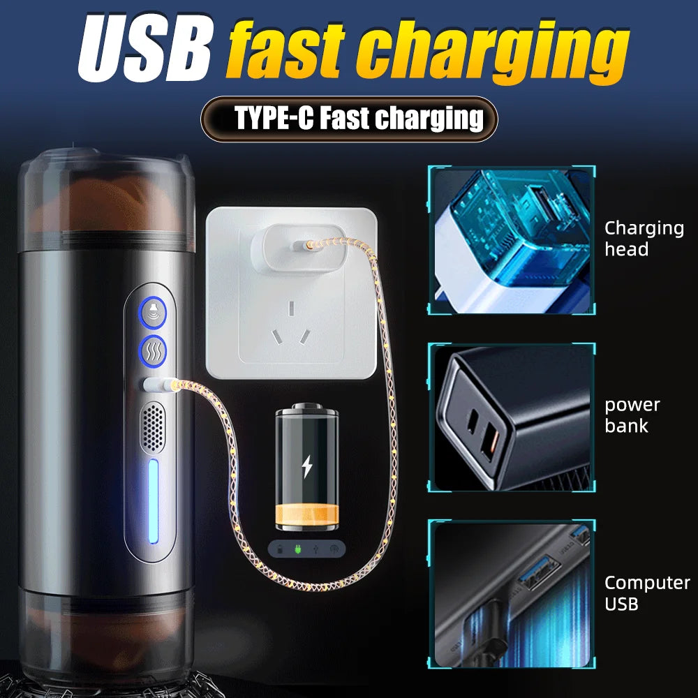 Automatic Male Masturbator Pussy Cup Mouth Vagina Sexy Moan Vibration Blowjob Machine Penis Masturbation Cup Sex Toys For Men