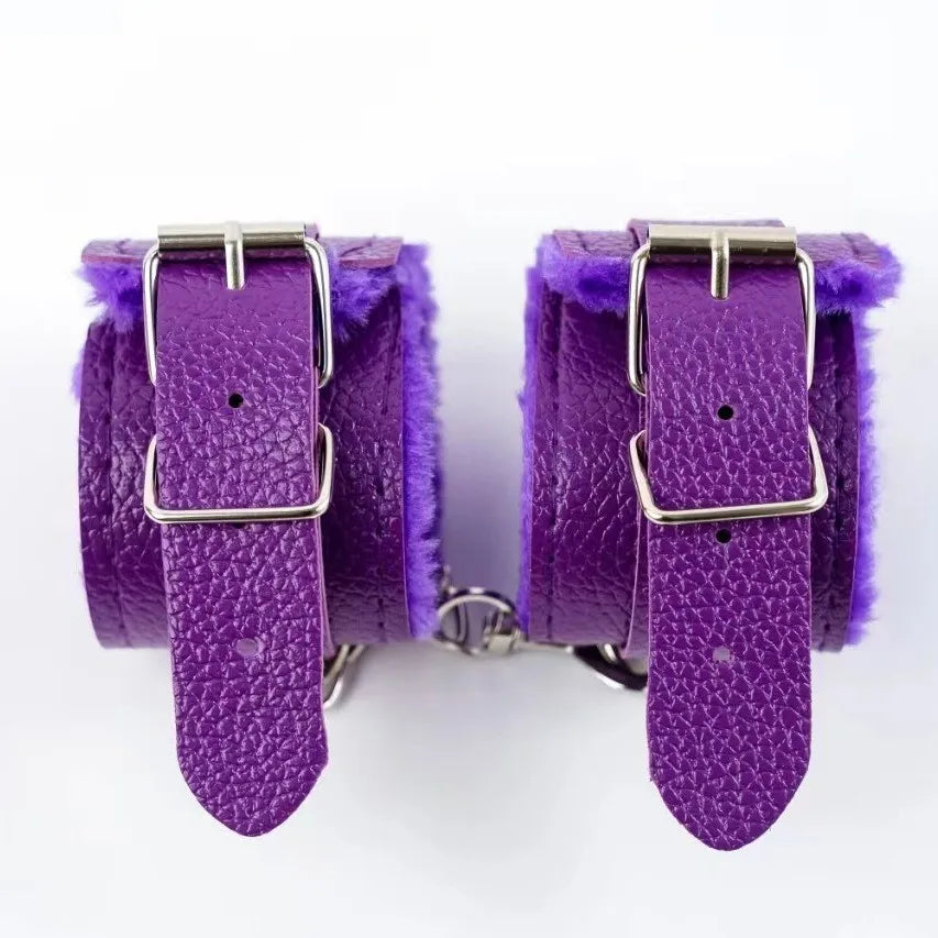 BDSM Handcuffs Hand Restraint Bondage Gear SM Slave Erotic Play Sex Ankle Handcuffs Long Flush Handcuff Detachable Chain Clasp