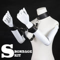 BDSM Bondage Restraints Set Neck to Wrist - Behind Back Handcuffs Collar with Blindfold Adjustable Bondage Gear & Accessories