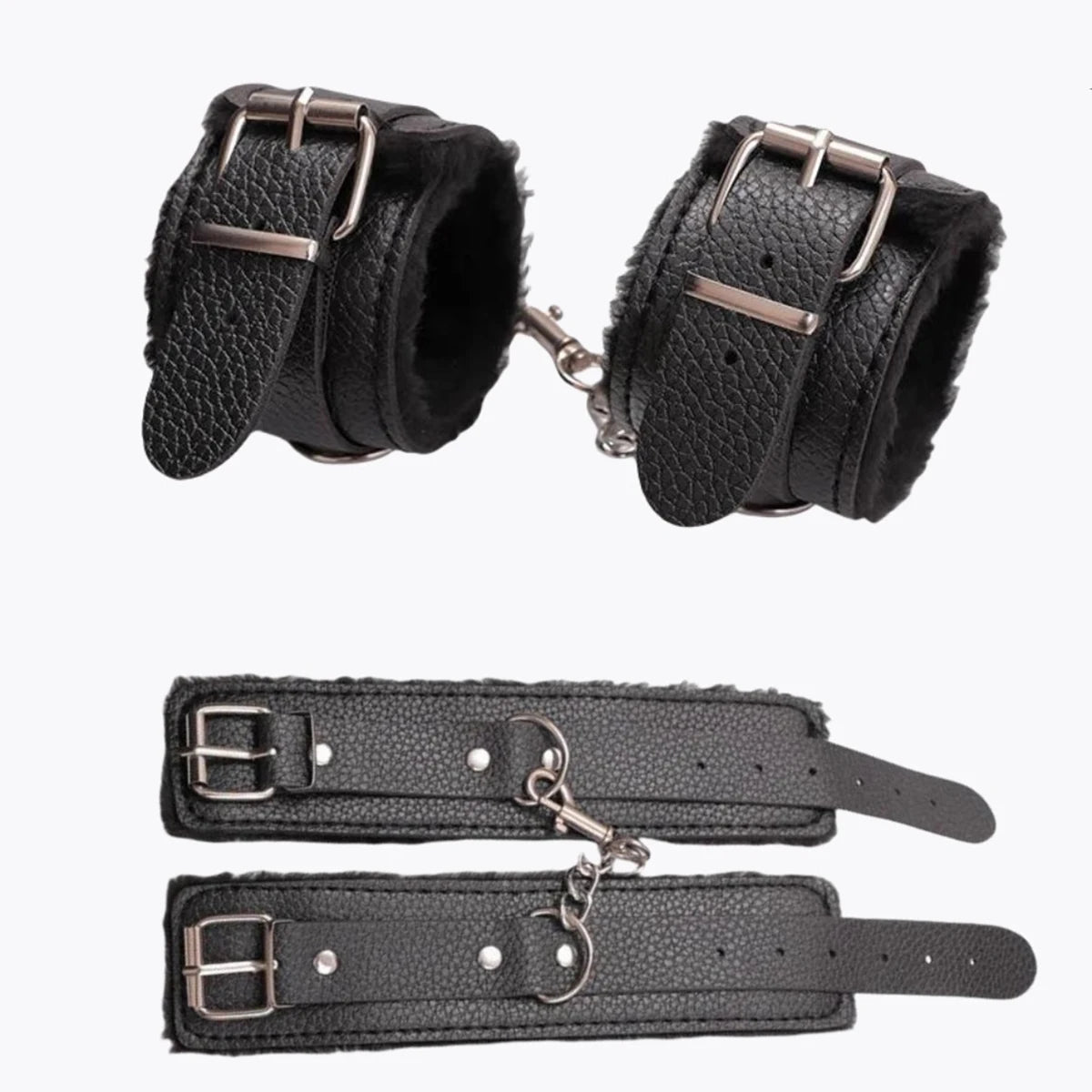 BDSM Handcuffs Hand Restraint Bondage Gear SM Slave Erotic Play Sex Ankle Handcuffs Long Flush Handcuff Detachable Chain Clasp