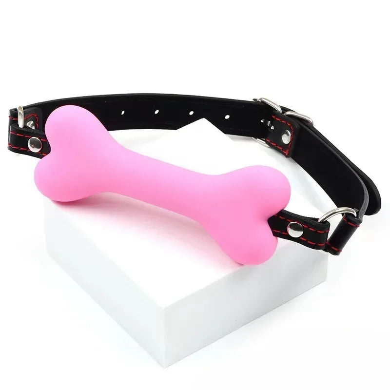 BDSM Bondage Slave Flirting Restraint Erotic PU Leather Lips Ring Open Mouth Gag Silicone Ball Sex Toy for Couples Adult Games