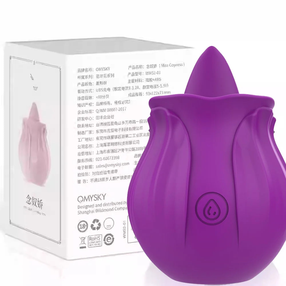 Hot  Sale Rose Tongue Licking Oral Sucking Vibrator for Women Clit Stimulator Female Masturbation Sucker Lick Sex Toy for Women