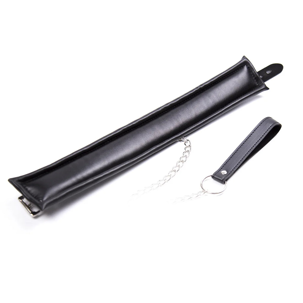 4Pcs Bondage Set Black Leather Sponge Handcuffs For Sex Anklecuffs +Handcuffs+Collar+ mask+5 Lock Sex Toys for Adult Games