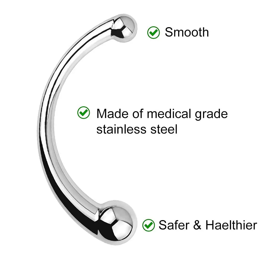 Pure G Spot Metal Wand Anal Prostate Massage Stick,Stimulate Wand Fetish Plug Solid Metal Curved Dual Ended Masturbation Sex To