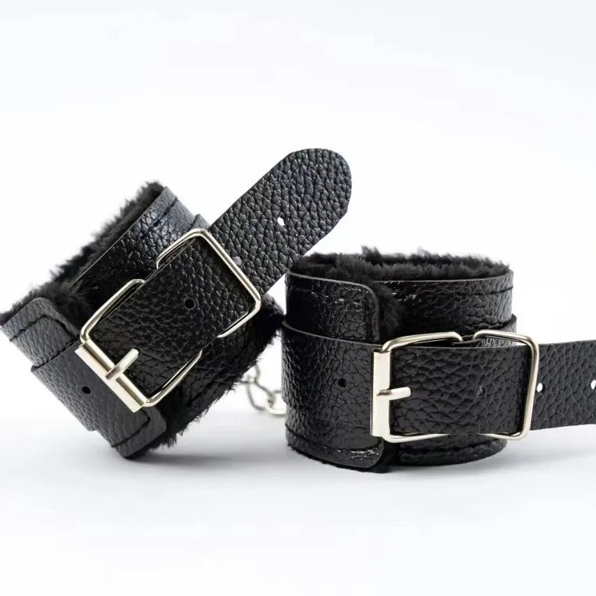 BDSM Handcuffs Hand Restraint Bondage Gear SM Slave Erotic Play Sex Ankle Handcuffs Long Flush Handcuff Detachable Chain Clasp