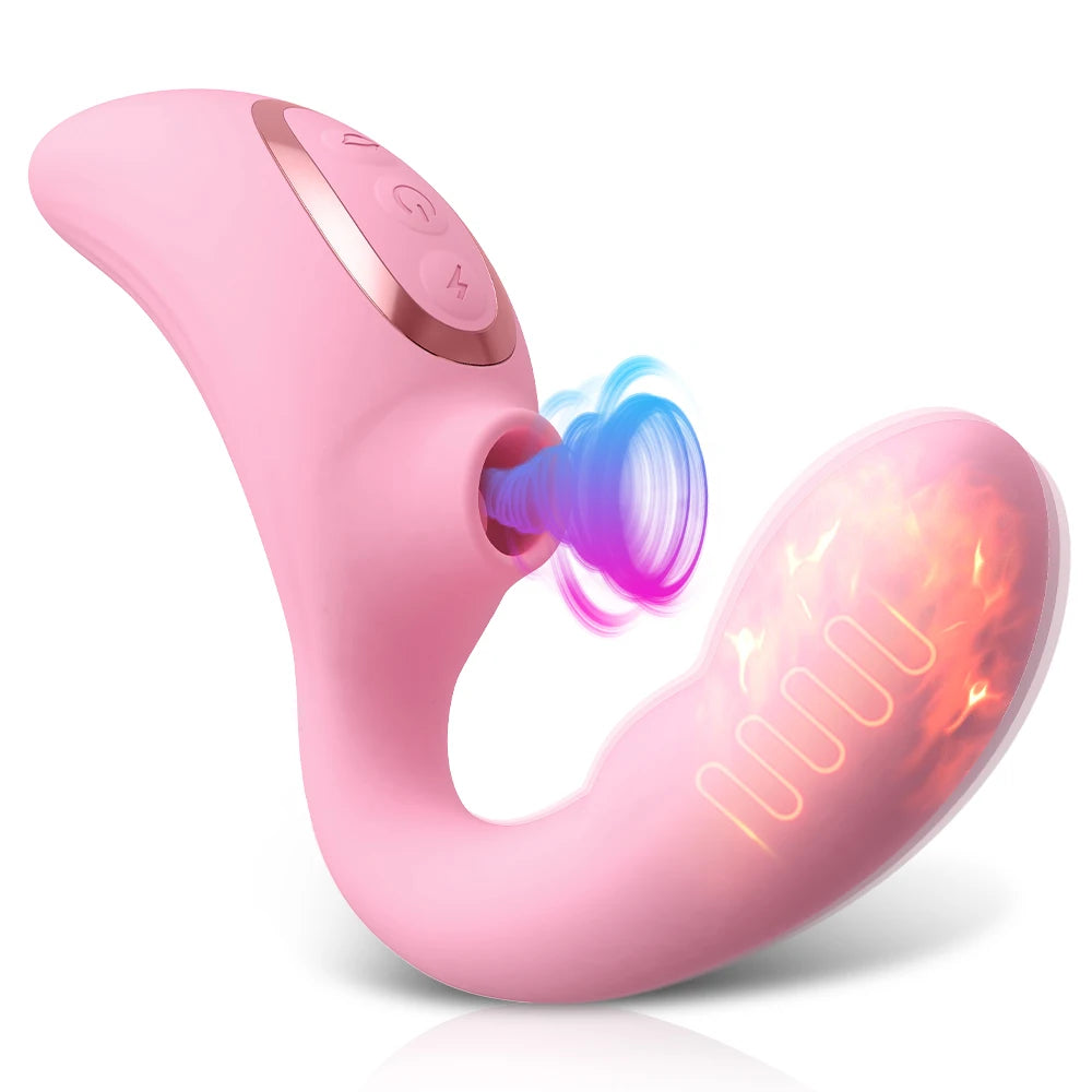 Clit Sucker Dildo Vibrator with Women's Stimulator Licking Nipple Suction Massager Heatable Vagina Masturbator Sex Toy for Woman