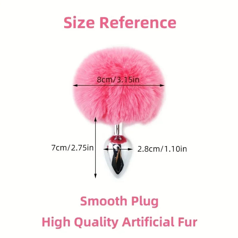 Cute Adorable 2pcs Bunny Tail Set Anal Plugs Anus Toys Buttplug Puppy Play Cosplay for Couple Female Sex Toys Adult Game SM