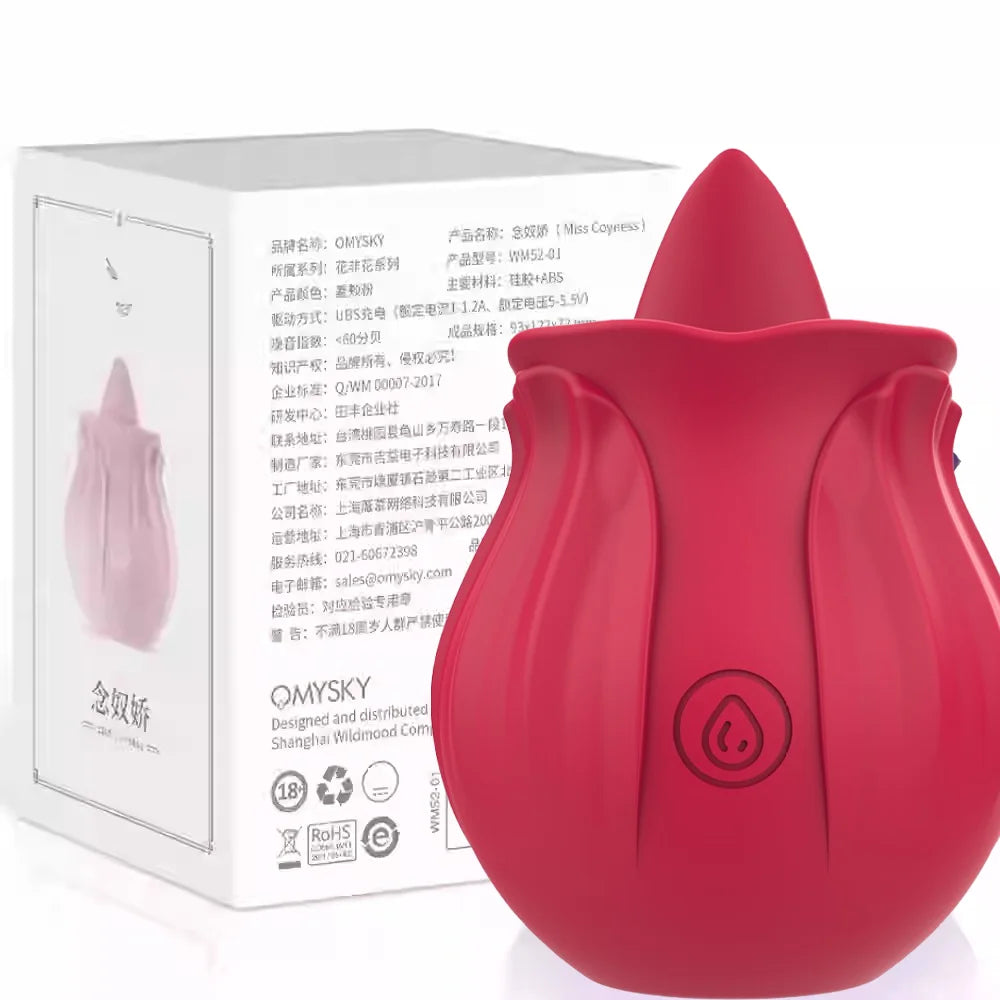 Hot  Sale Rose Tongue Licking Oral Sucking Vibrator for Women Clit Stimulator Female Masturbation Sucker Lick Sex Toy for Women