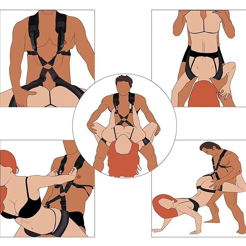 BDSM Sex Toys Bondage Gear Binding Spreader Adult Games Erotic Man Chastity Couples Nylon Swinging Belt Restraint Set Sexy Shop