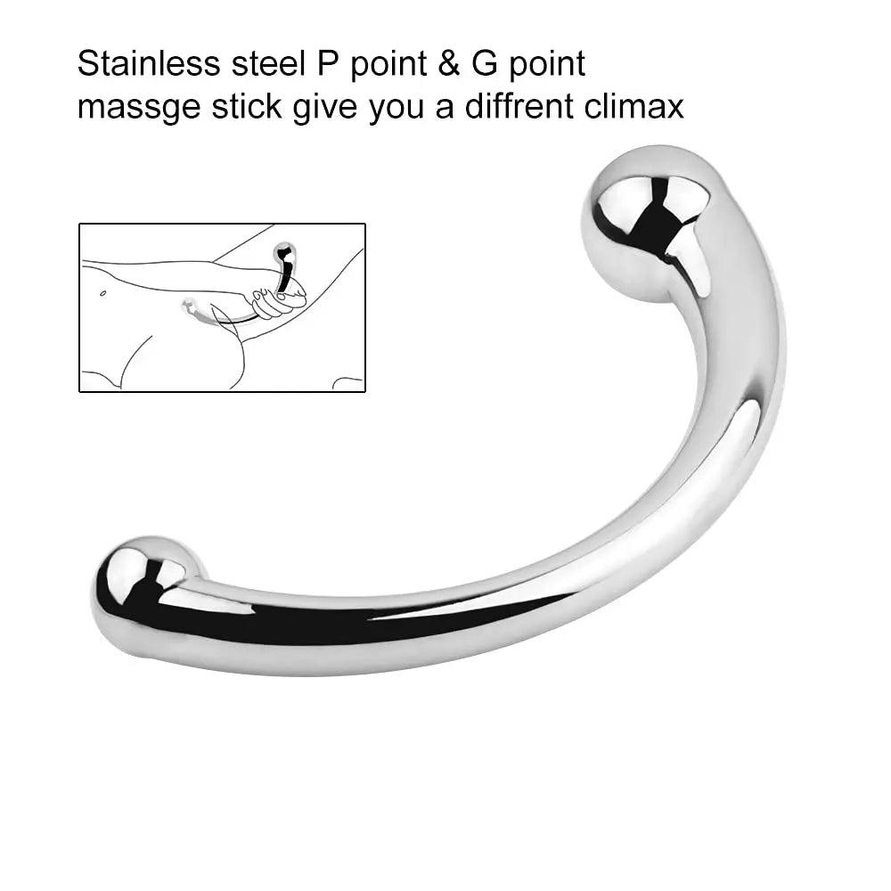 Pure G Spot Metal Wand Anal Prostate Massage Stick,Stimulate Wand Fetish Plug Solid Metal Curved Dual Ended Masturbation Sex To