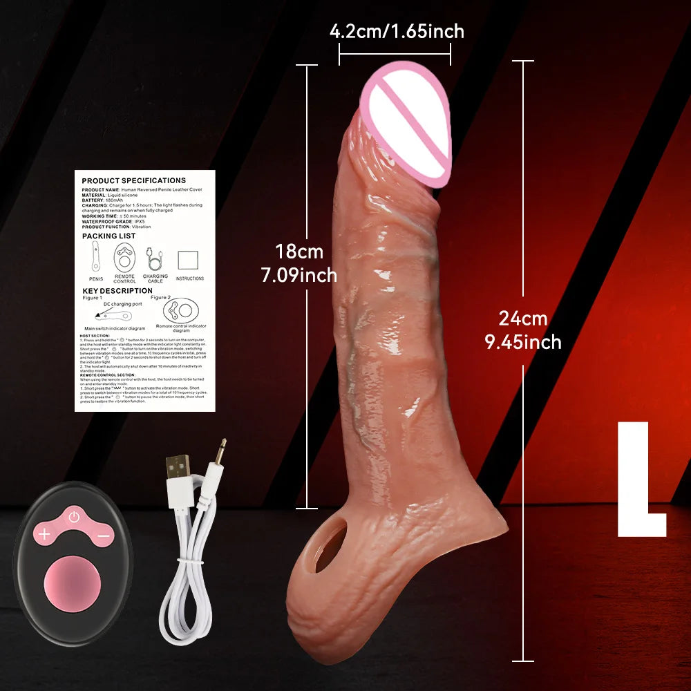 Soft realistic reusable enlarger penis sleeve big growth real silicone Dick delayed ejection extend cock condom Sex Toys For man