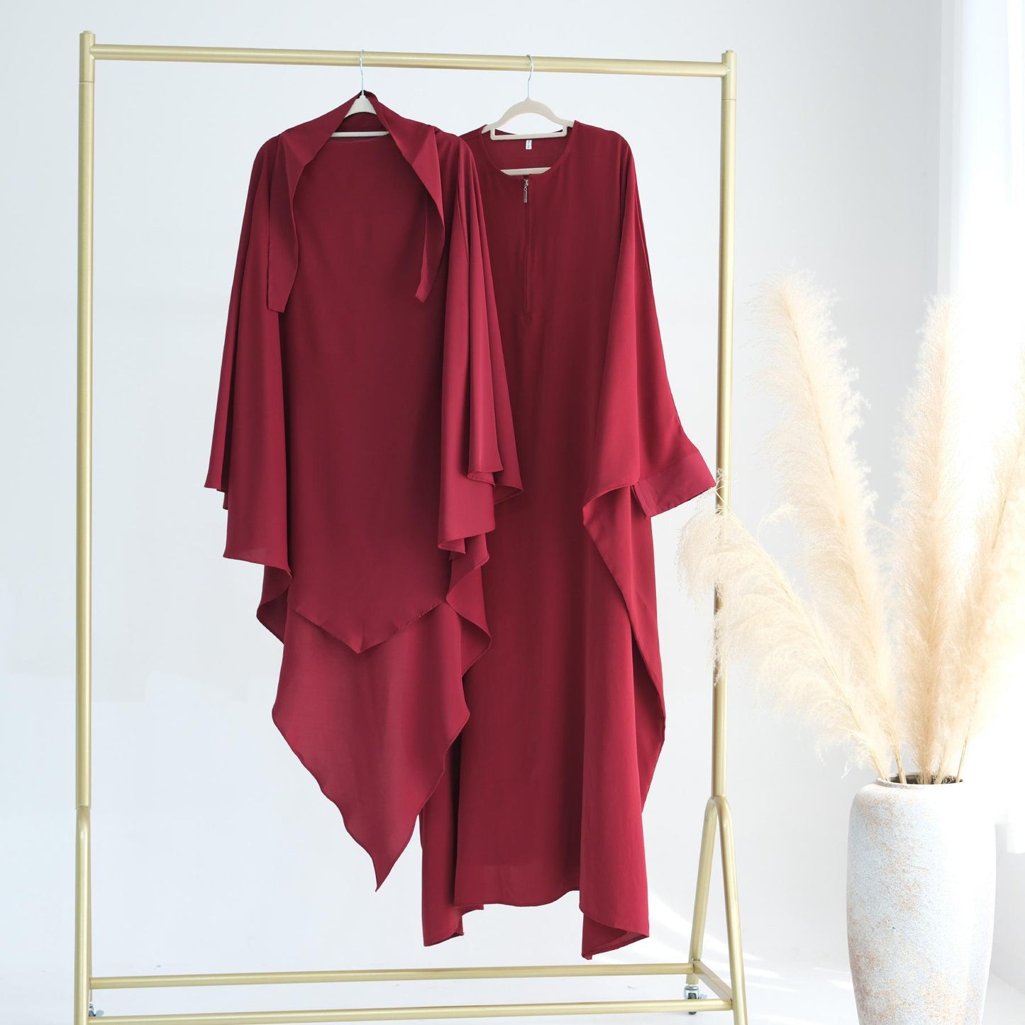 TY-595 Oversized Solid Color Batwing Sleeve Long Robe With Headscarf