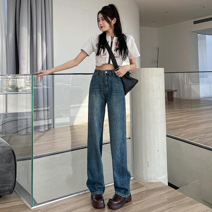 GUJI—200 Off-White Wide-Leg Jeans For Women Spring/Summer Lightweight Casual Comfort Womenswear girl jeans baggy jean highrise jeans wrangler jeans slim-fitting casual