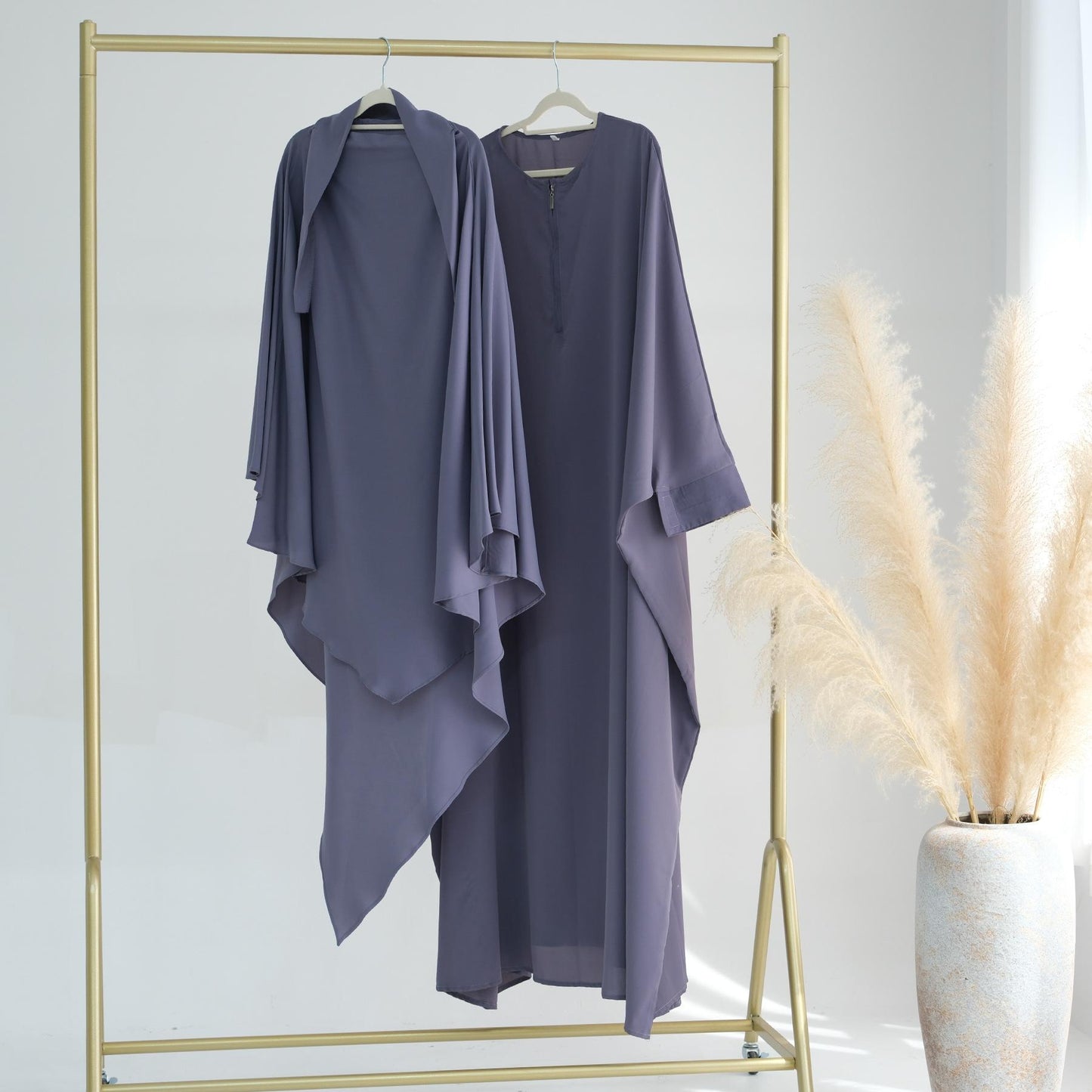 TY-595 Oversized Solid Color Batwing Sleeve Long Robe With Headscarf