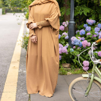 TY-612 Solid Color Batwing Dress