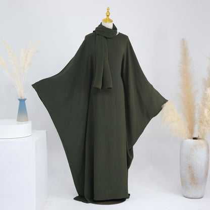 TY-602 Abaya Party Dress With Cinched Waist And Batwing Sleeves