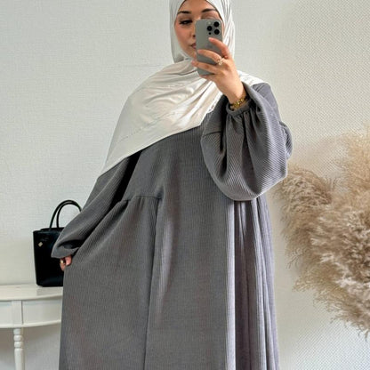TY-596 Abaya Loose-Fit Casual Dress With Flared Skirt