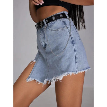 GUJI—164 Women's High-Waisted Denim Skirt Shorts, Versatile Slim Fit Skirt Pants Fashion jeanskirt