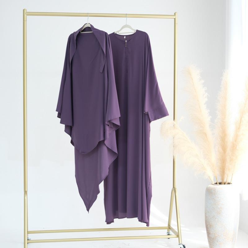 TY-595 Oversized Solid Color Batwing Sleeve Long Robe With Headscarf