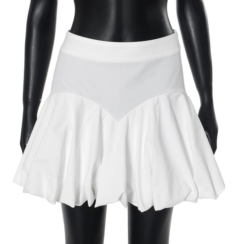 GUJI—403 Summer Solid Color High-Waisted Pleated Skirt