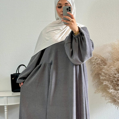 TY-596 Abaya Loose-Fit Casual Dress With Flared Skirt