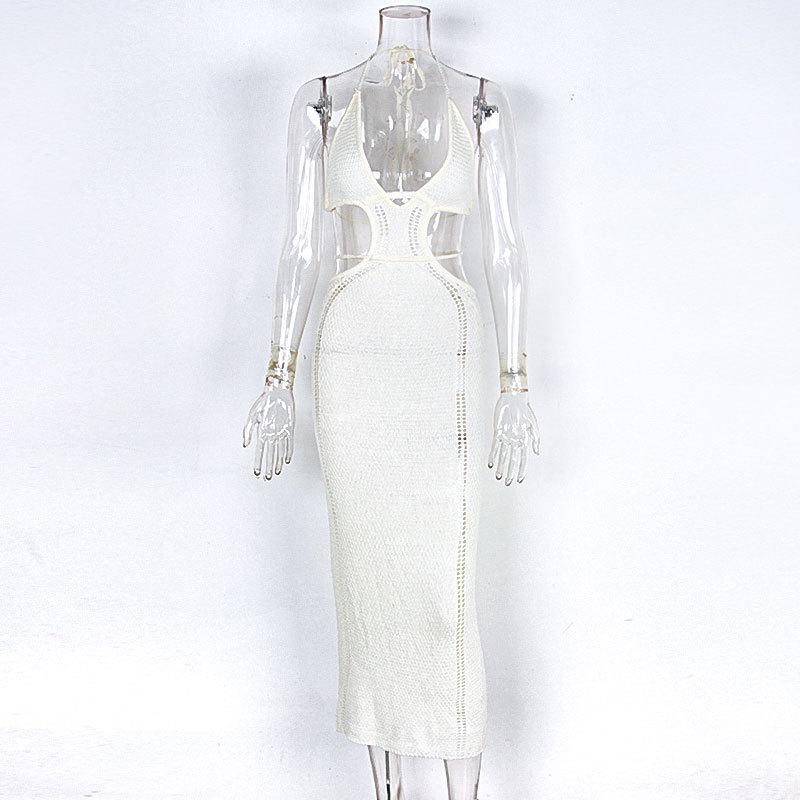 GUJI—45 Hot-Selling New Sexy Street Style Halter Dress With Strapless Bandeau, Cutout Overlay For Women Fashion Solid Chic slim-fitting solid