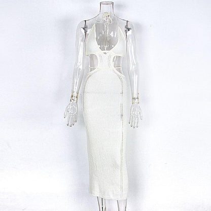 GUJI—45 Hot-Selling New Sexy Street Style Halter Dress With Strapless Bandeau, Cutout Overlay For Women Fashion Solid Chic slim-fitting solid