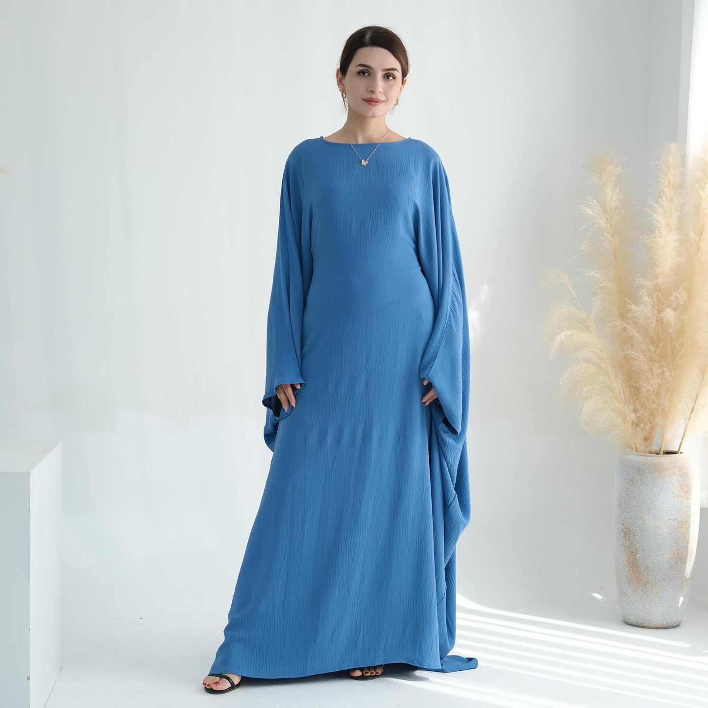 TY-602 Abaya Party Dress With Cinched Waist And Batwing Sleeves