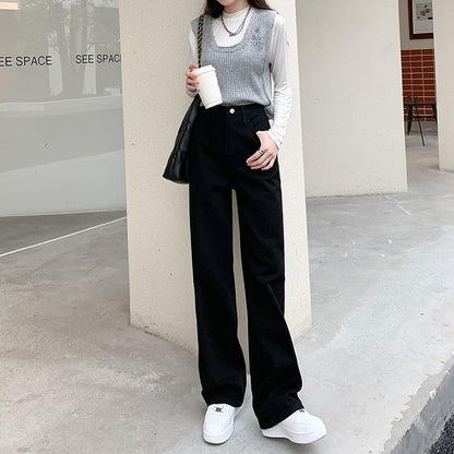 GUJI—200 Off-White Wide-Leg Jeans For Women Spring/Summer Lightweight Casual Comfort Womenswear girl jeans baggy jean highrise jeans wrangler jeans slim-fitting casual