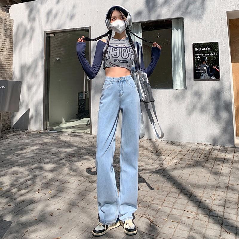 GUJI—200 Off-White Wide-Leg Jeans For Women Spring/Summer Lightweight Casual Comfort Womenswear girl jeans baggy jean highrise jeans wrangler jeans slim-fitting casual