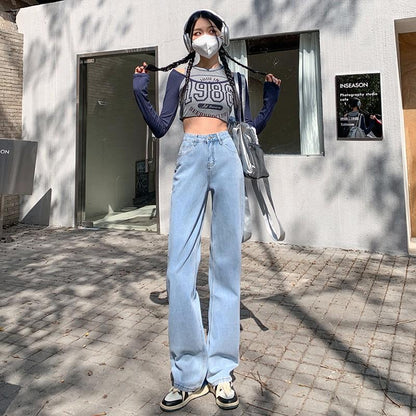 GUJI—200 Off-White Wide-Leg Jeans For Women Spring/Summer Lightweight Casual Comfort Womenswear girl jeans baggy jean highrise jeans wrangler jeans slim-fitting casual