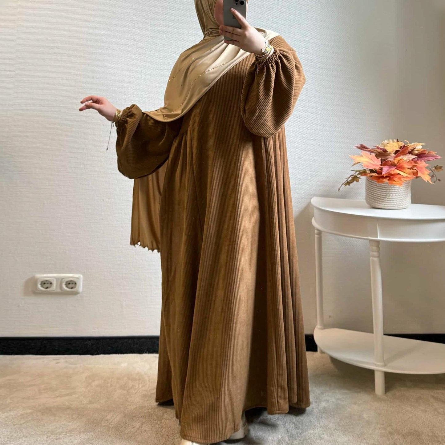 TY-596 Abaya Loose-Fit Casual Dress With Flared Skirt