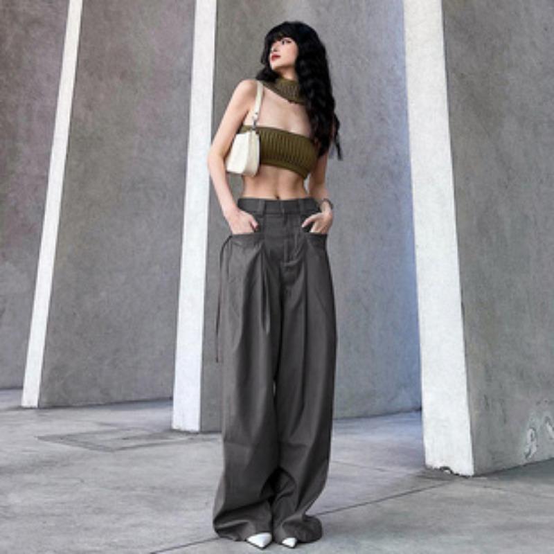 GUJI—224 New Vintage Blue Loose Straight-Leg Floor-Length Pants