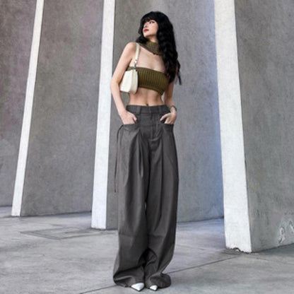 GUJI—224 New Vintage Blue Loose Straight-Leg Floor-Length Pants