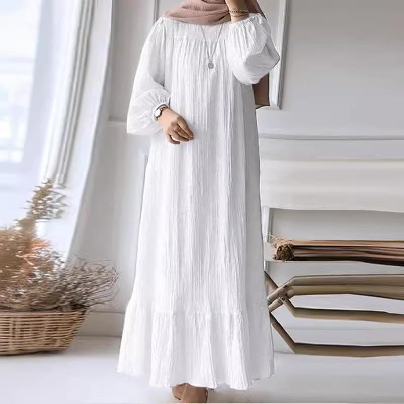 ZM-3 2024 Women's Long Gown - New Spring/Autumn Fashion Puff Sleeve Vintage Pocket Ruffled Hem Dress Pretty Dressfashion Goddess Dress Occasion Dress Dresses One Shoulder