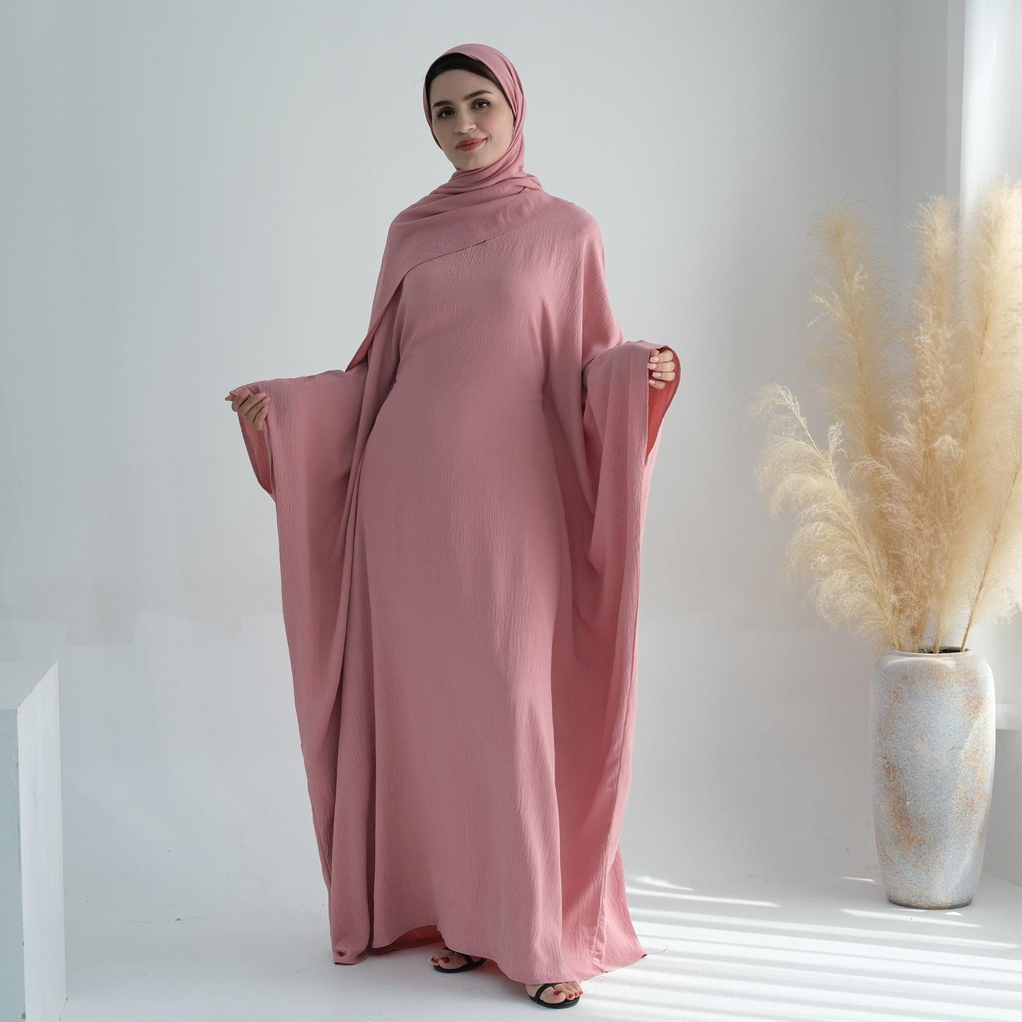 TY-602 Abaya Party Dress With Cinched Waist And Batwing Sleeves