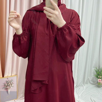 GJ-599 Premium Abaya Dress With Attached Hijab