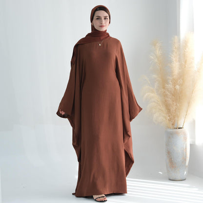 TY-602 Abaya Party Dress With Cinched Waist And Batwing Sleeves