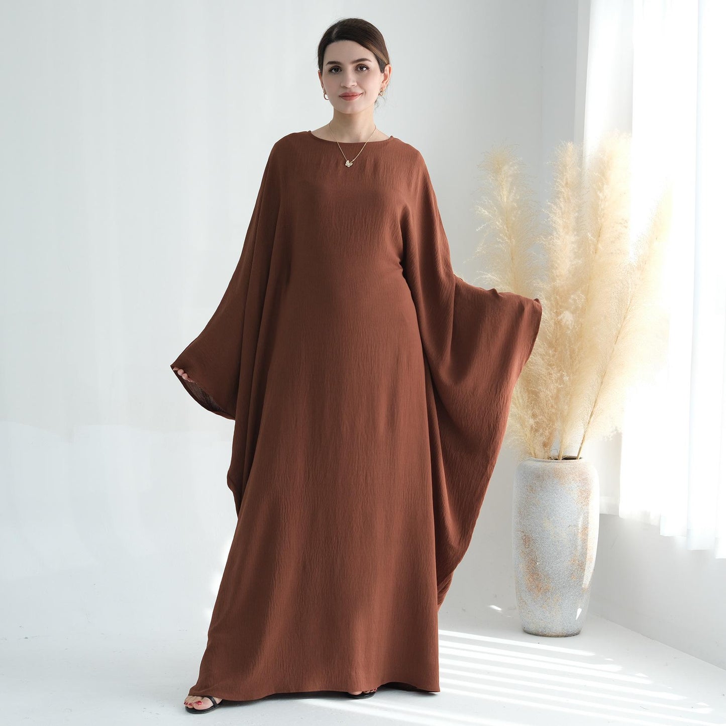 TY-602 Abaya Party Dress With Cinched Waist And Batwing Sleeves