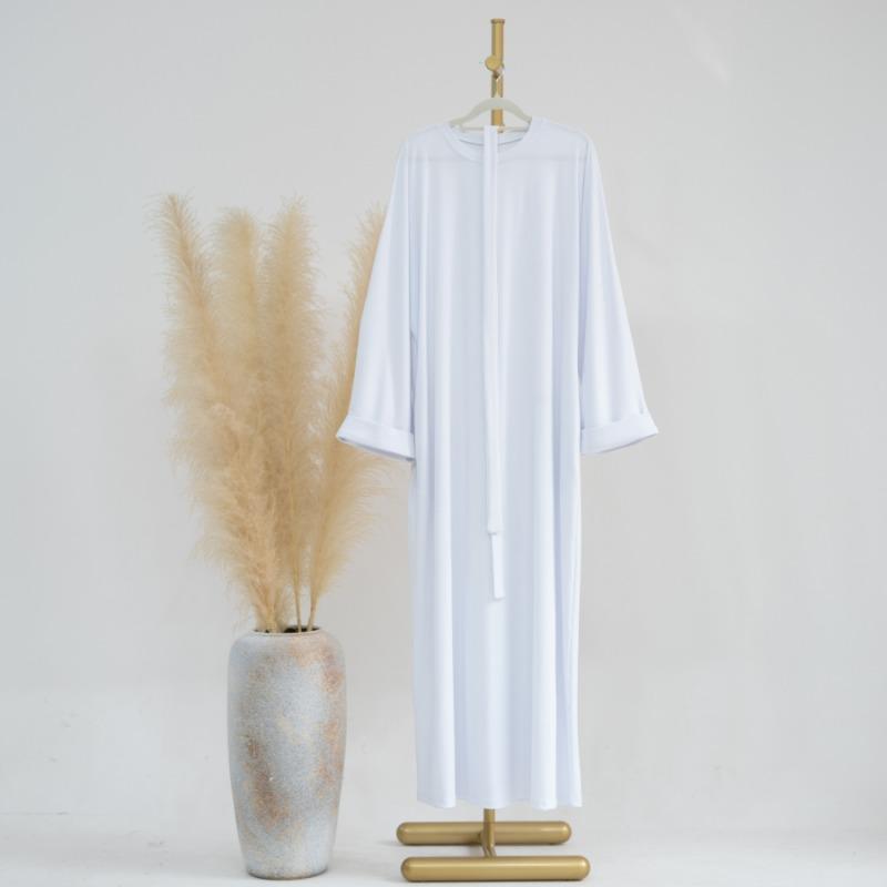 TY-609 High-Quality Solid Color Round Neck Ribbed Knit Dress