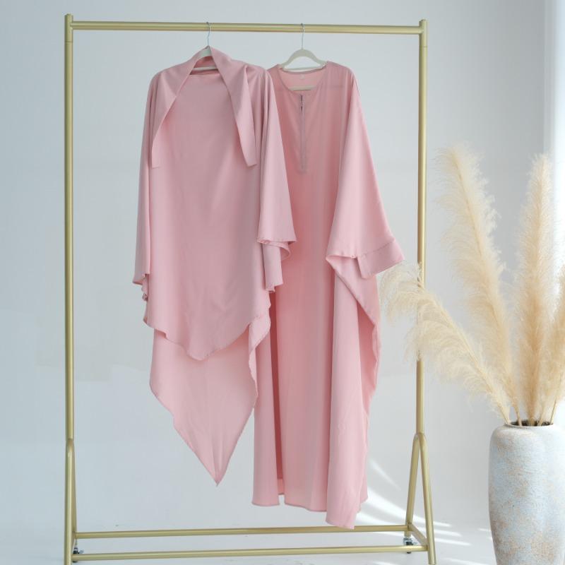 TY-595 Oversized Solid Color Batwing Sleeve Long Robe With Headscarf