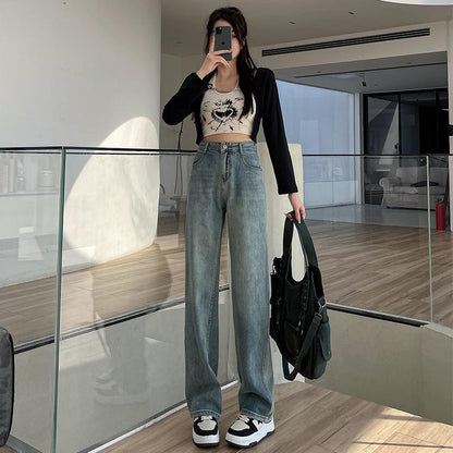 GUJI—200 Off-White Wide-Leg Jeans For Women Spring/Summer Lightweight Casual Comfort Womenswear girl jeans baggy jean highrise jeans wrangler jeans slim-fitting casual
