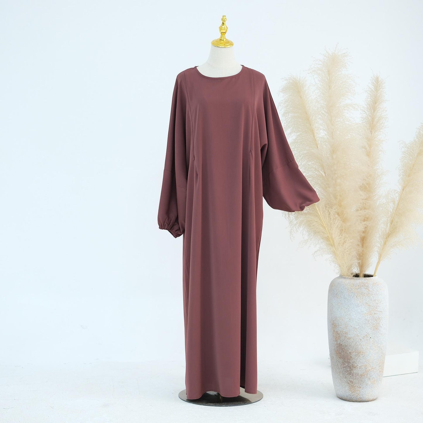 GJ-620 High-Quality Solid Color Nursing Dress Maxi Gown