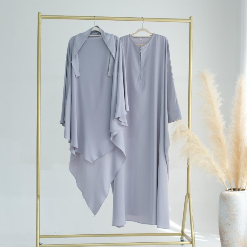 TY-595 Oversized Solid Color Batwing Sleeve Long Robe With Headscarf